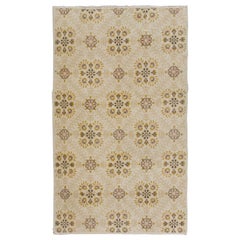 4x7 Ft Vintage Türkischer Deko-Wollteppich im Vintage-Stil, handgefertigter, floral gemusterter kleiner Teppich