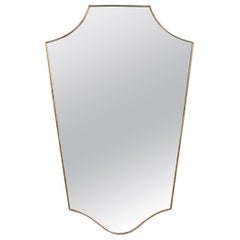 Vintage Mid-Century Italian Wall Mirror with Brass Frame (circa 1960s)