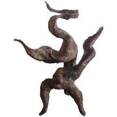 John Rood Abstract Brutalist 1960s Midcentury Bronze Sculpture