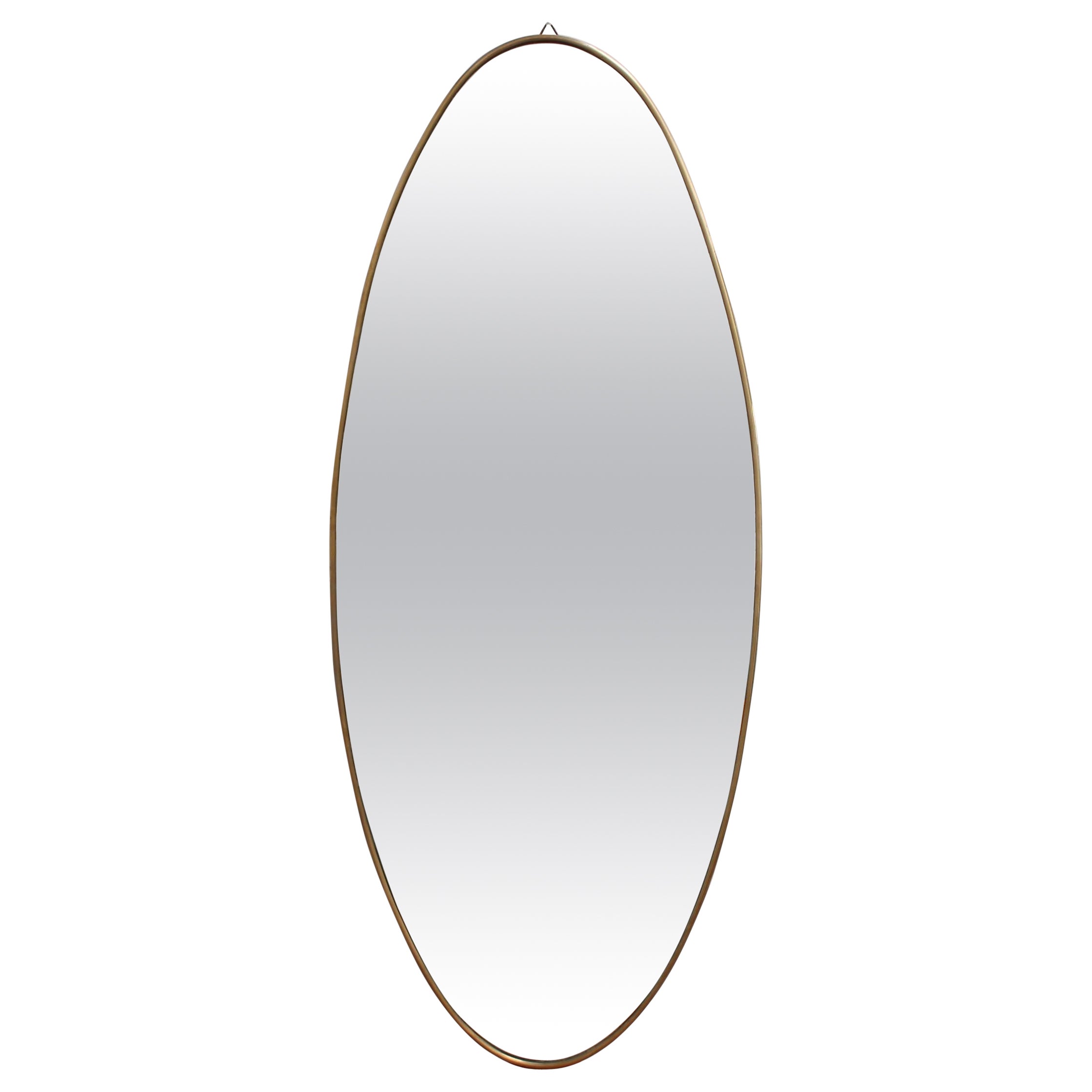 Vintage Italian Wall Mirror with Brass Frame (circa 1960s) For Sale