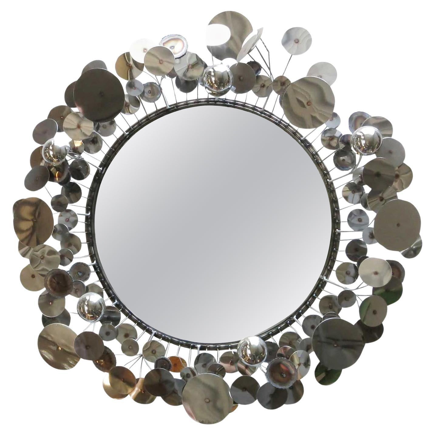 Curtis Jere "Raindrops" Sculptural Wall Mirror For Sale