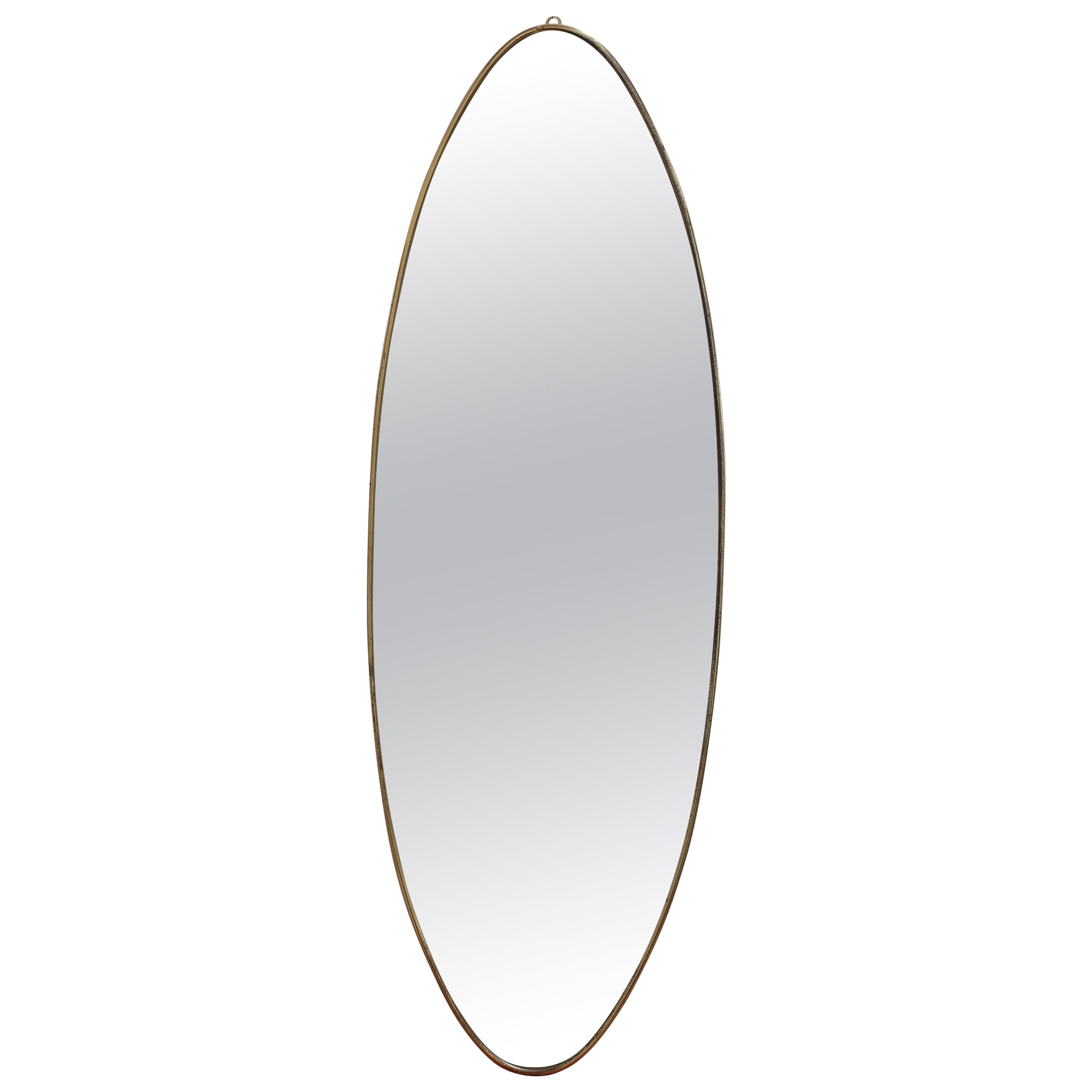 Vintage Italian Wall Mirror with Brass Frame (circa 1960s) - Large For Sale
