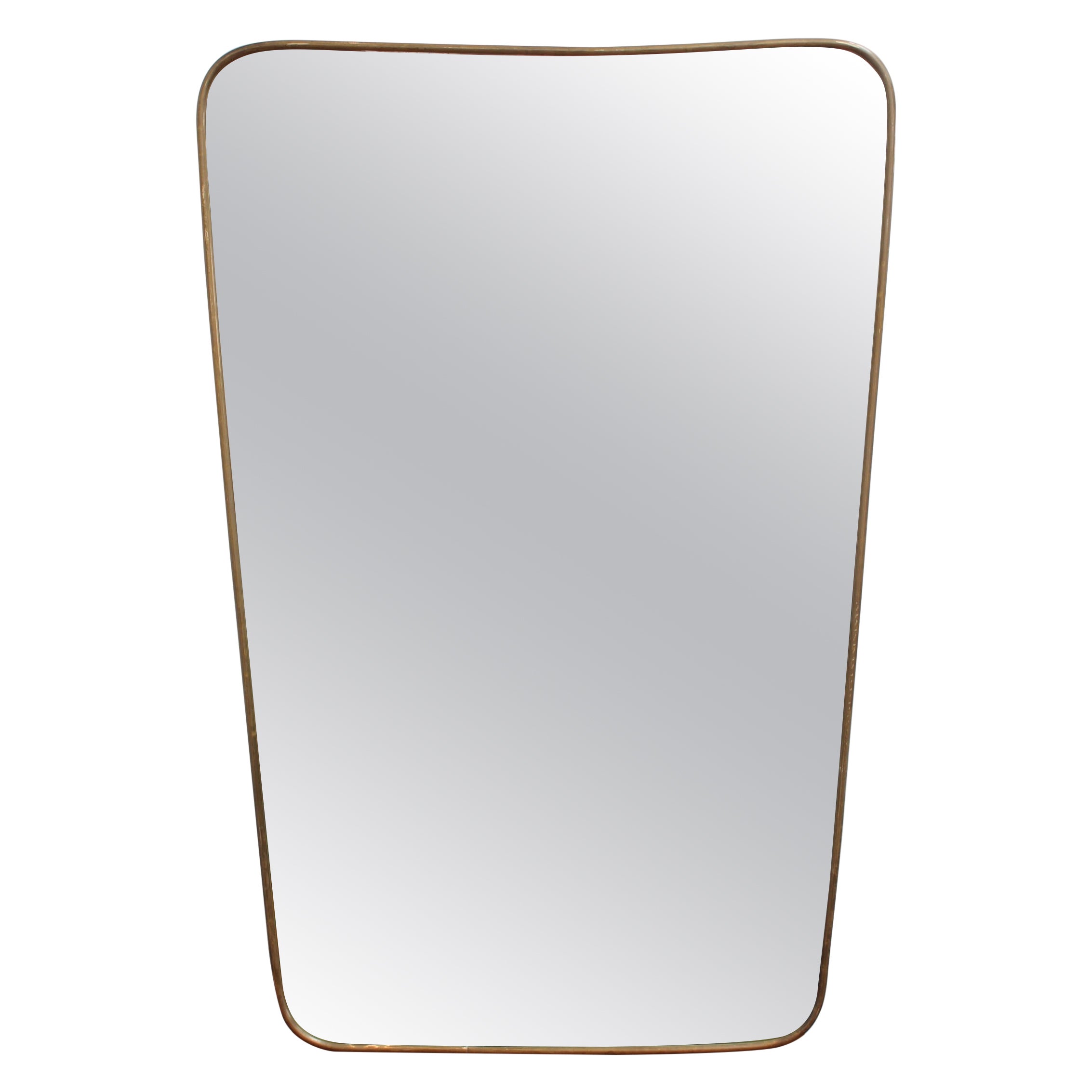 Mid-Century Italian Wall Mirror with Brass Frame (circa 1960s) For Sale