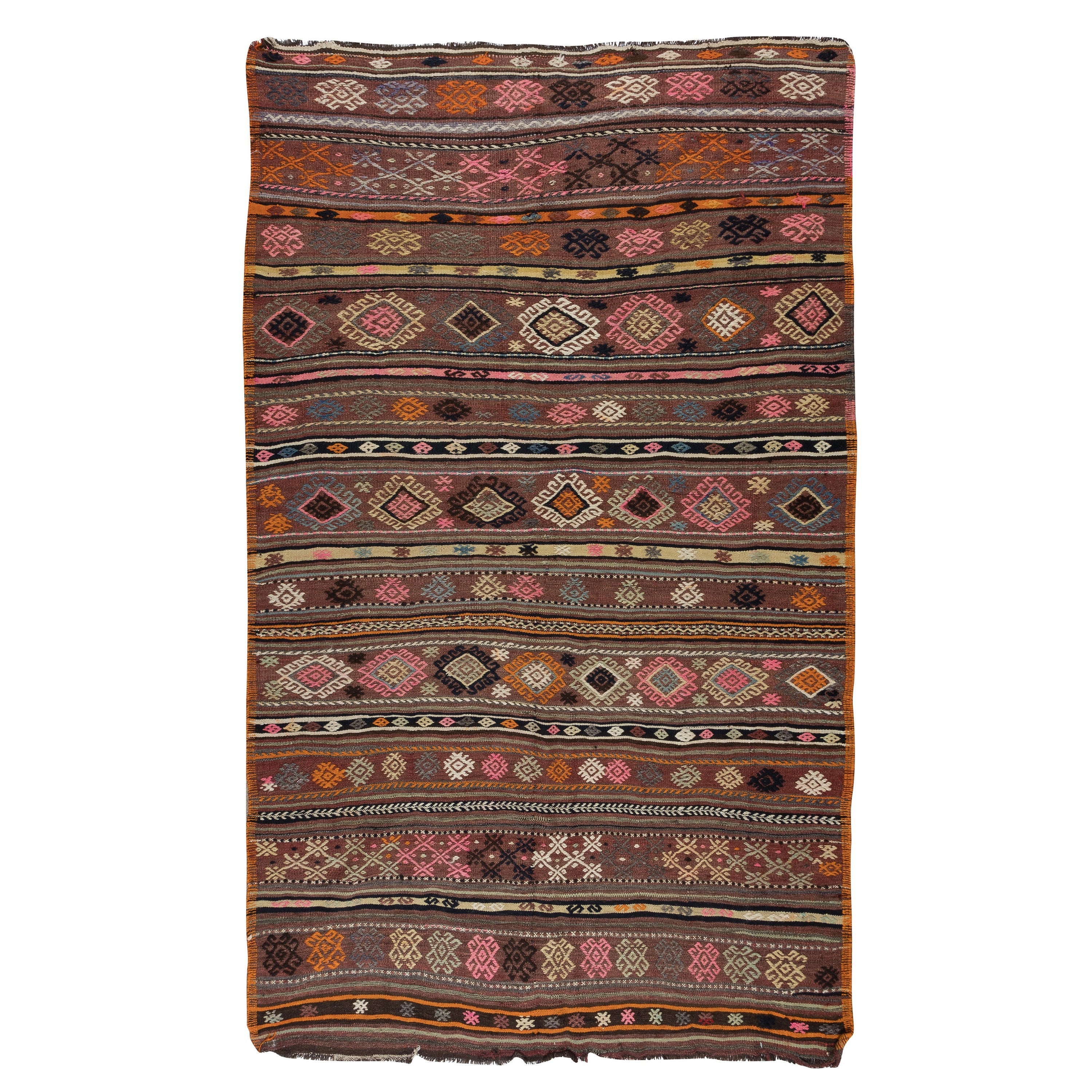 5x8.3 Ft Handgewebter Anatolischer Kelim-Teppich im Vintage-Stil, Flachgewebe-Teppich, 100 % Wolle
