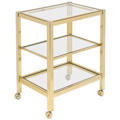 Vintage French Brass and Chrome Side Table or Etagere