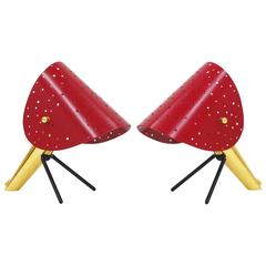 Pair of Brass Table Lamps with Perforated Shades by Ernest Igl, 1950s 11