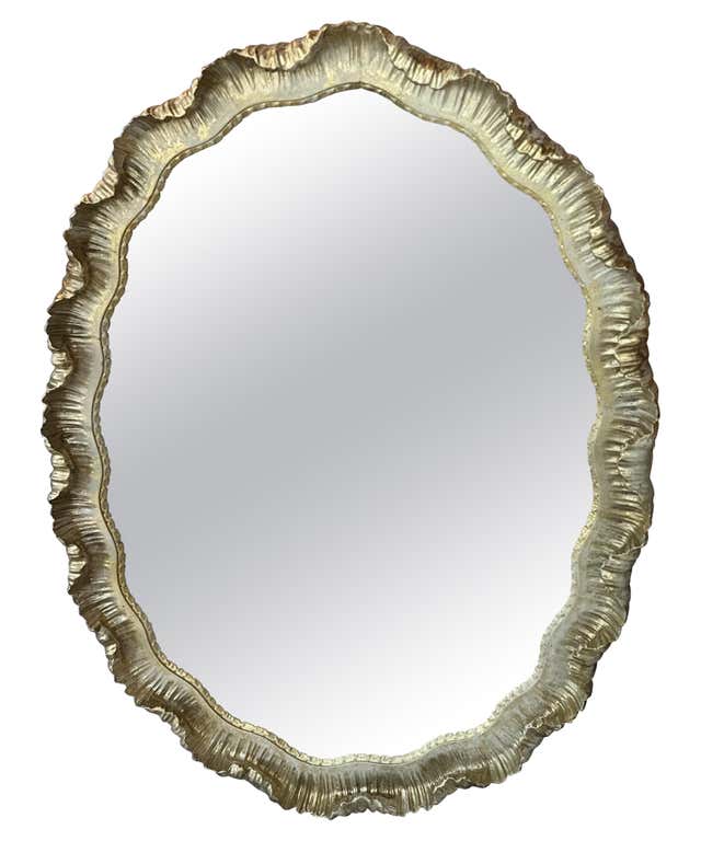 Vintage Ruffle Scalloped White Lacquered Wall Mirror at 1stDibs | white ...