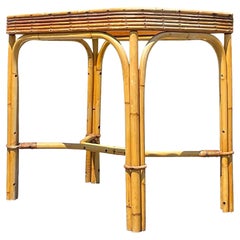 Mid 20th Century Vintage Coastal Stacked Rattan Console Table