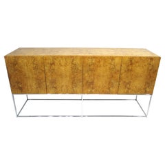 Used Milo Baughman Olivewood Chrome Credenza or Server by Thayer Coggin