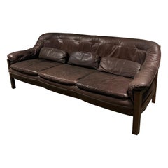 Retro 1970 leather german sofa by Hain & Thome