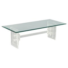 Modern Lucite Cocktail Table with Geometric Base