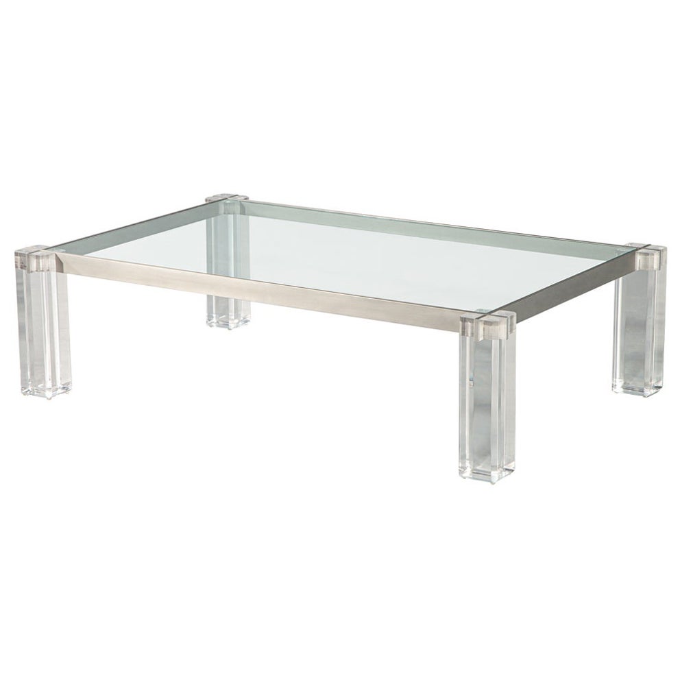 Modern Acrylic Cocktail Table with Metal Frame For Sale