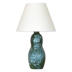 Retro Petite French Ceramic Painted Lamp