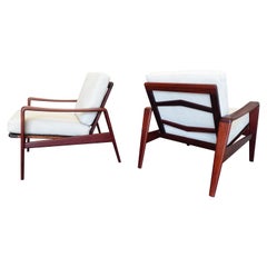 Pair of Arne Wahl Iverson Lounge Chairs for Komfort in Teak & Leather, 1960