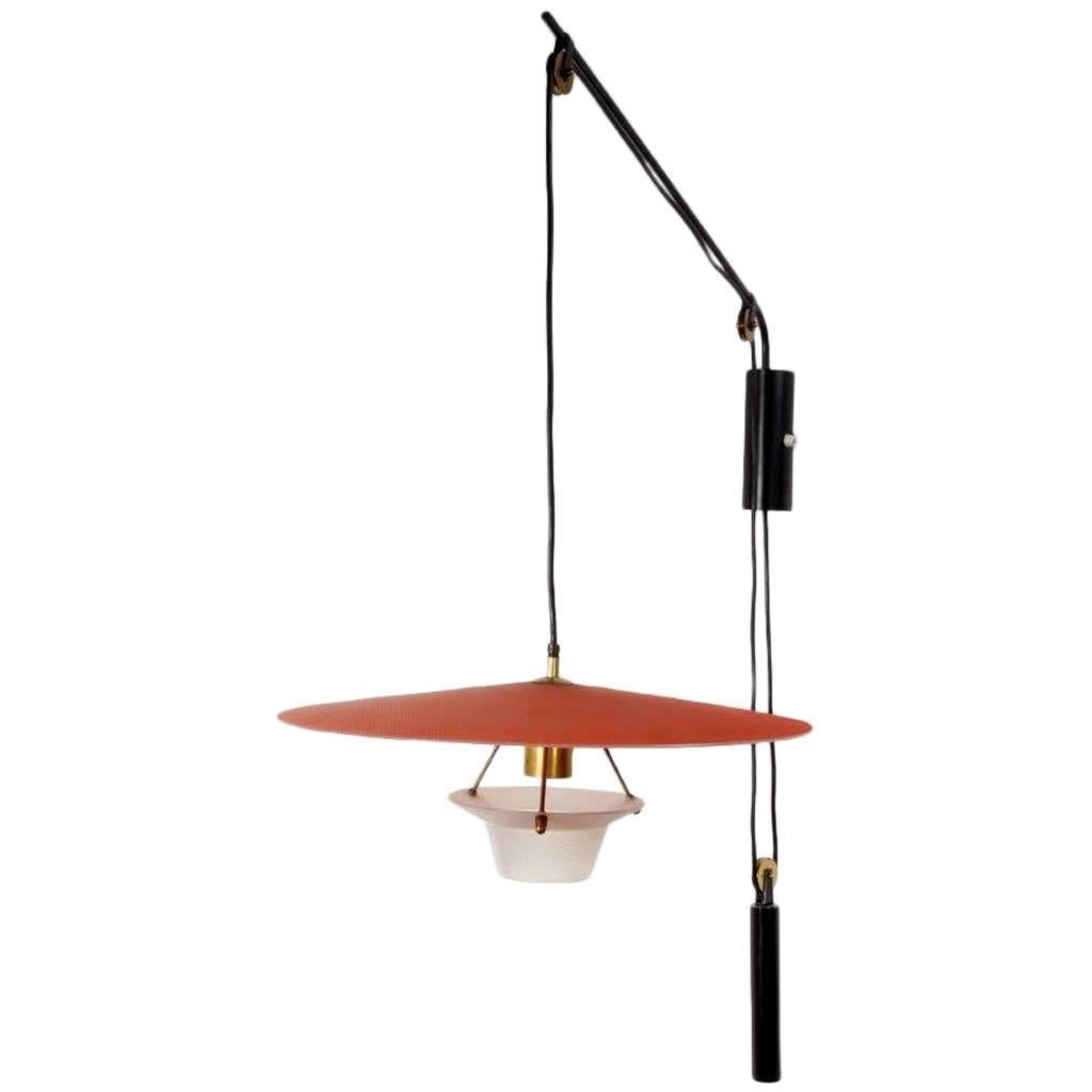 Charming Adjustable Italian Swing Arm Wall Lamp, Italian, 1960