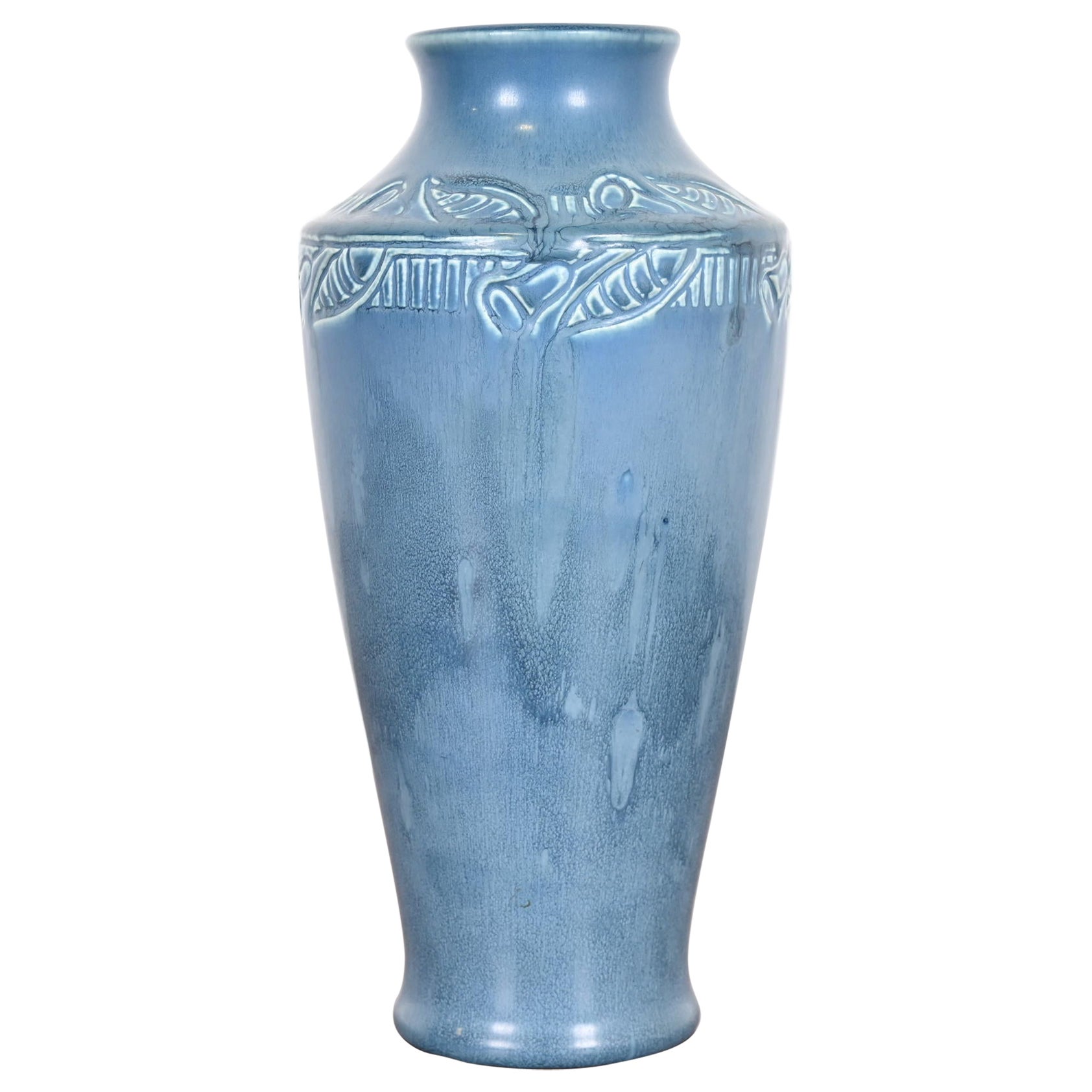 Rookwood Pottery Arts & Crafts Large Glazed Ceramic Floral Decorated Vase, 1919 For Sale