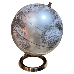 Retro Style Drexel Heritage World Silver Globe Chrome Metal Base