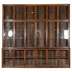 Antique Monumental Oak Glazed Haberdashery Bookcase Cabinet