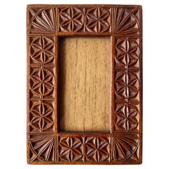 Used Guatemalan Hand Carved Wood Picture Frame