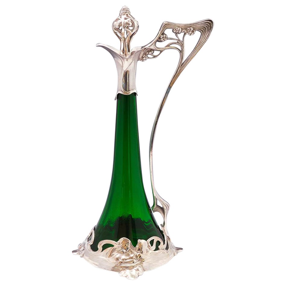 Early WMF Art Nouveau Glass Claret Jug c1895 For Sale