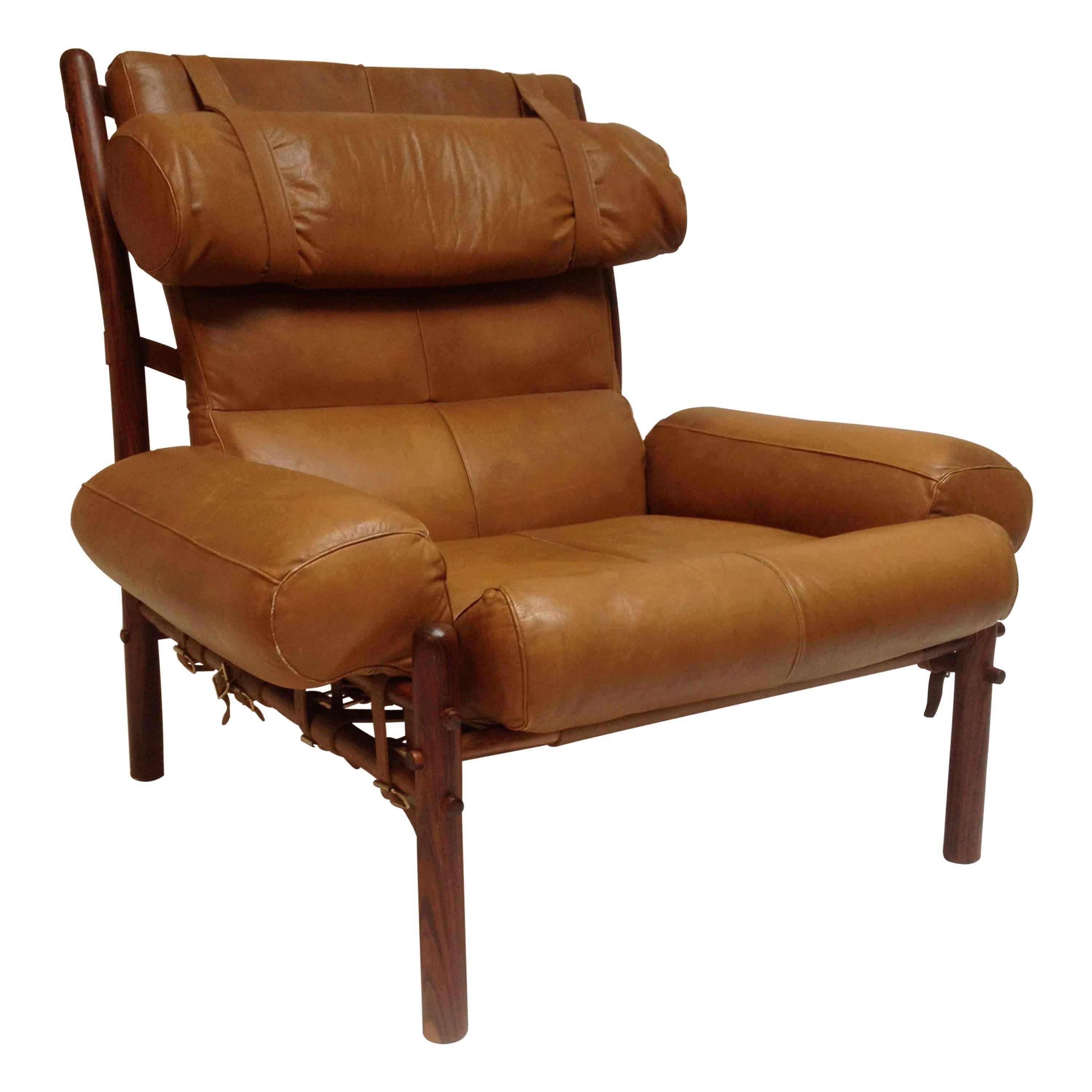 Arne Norell "Inca" Rosewood and Leather Lounge Chair
