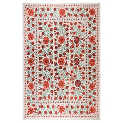 8x9.9 Ft Modern Bedspread, Silk Embroidery Wall Hanging, Uzbek Suzani Tablecloth