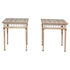 18th Century Pair of Console Tables With Manganese-coloured Tiles North German