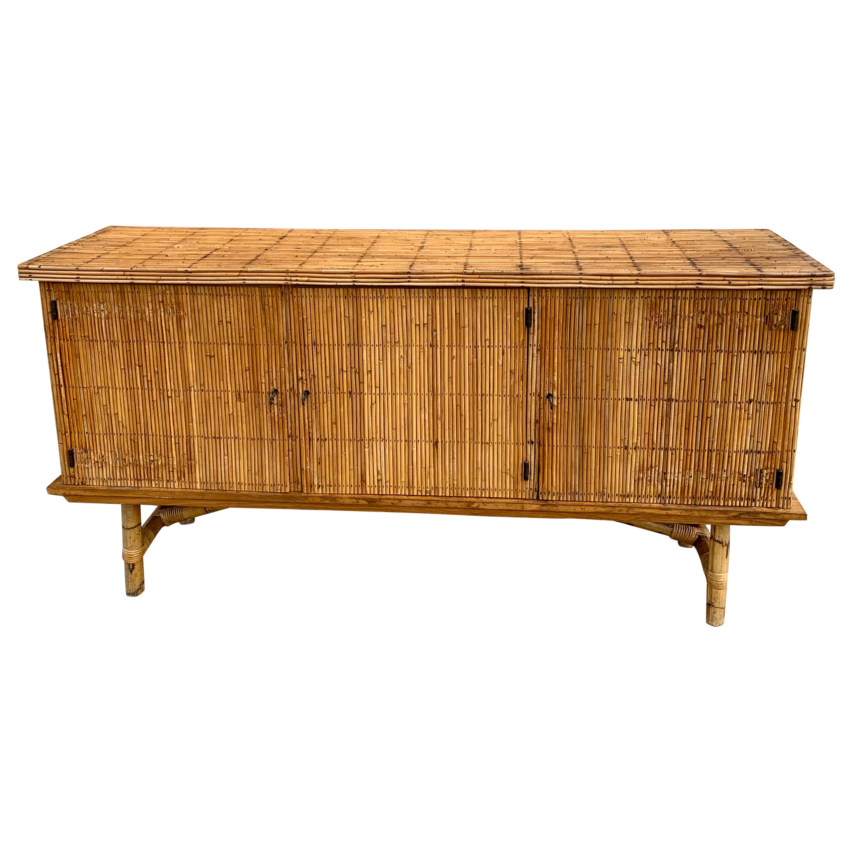 Vintage Bamboo Credenza For Sale