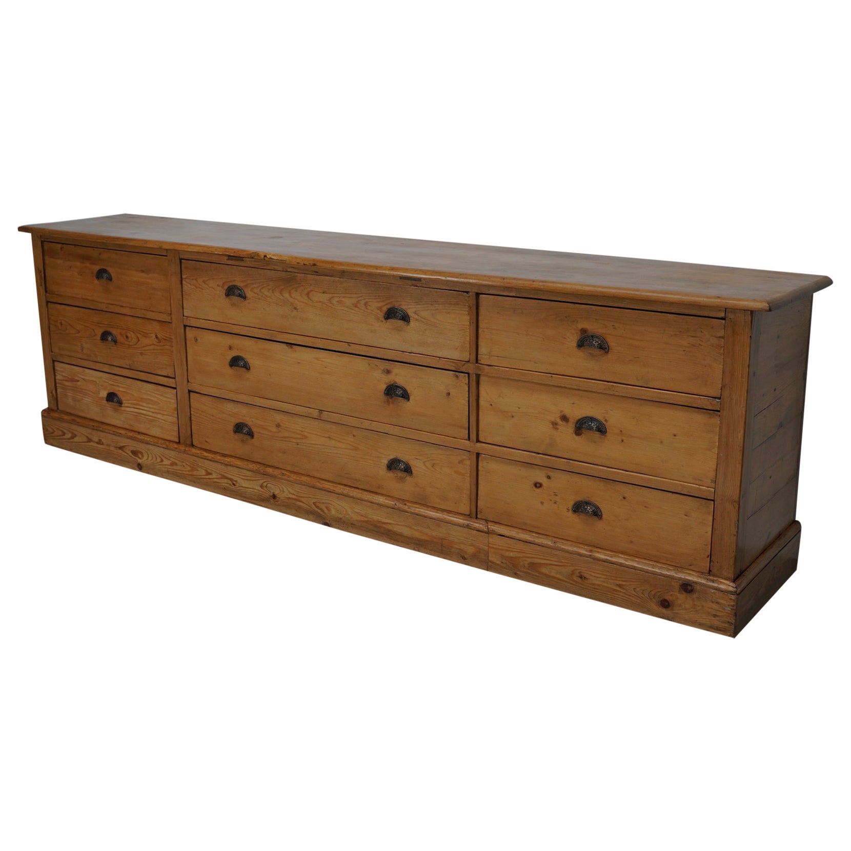 Large German Pine Apothecary Cabinet / Bank of Drawers, Early 20th Century For Sale