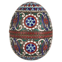 Vintage Russian Cloisonné Enamel and Silver Gilt Egg