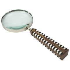Vergrößerungsglas-Griff aus Chrom und Zelluloidholz