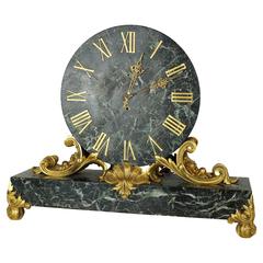 Vintage Neoclassical Marble and Bronze Mantel Clock Attributed to Caldwell and Company