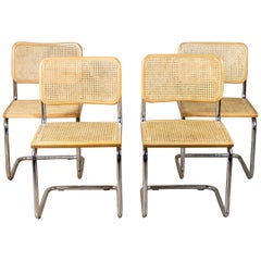 Set of 4 Cesca B32 chairs by Marcel Breuer, italian edition of 1970s