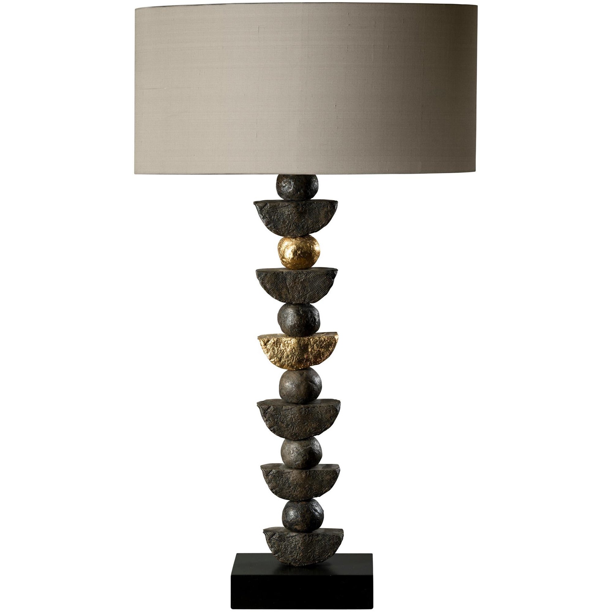 'Zen' Table Lamp, Sculptural, Slate, Bronze Resin, Gold Leaf by Margit Wittig For Sale