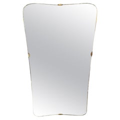 Vintage Italian mid-century modern rectangular wall mirror with rounded corners, 1950s