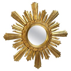 Beautiful Starburst Sunburst Gilded Wood Mirror Italy, circa 1930s
