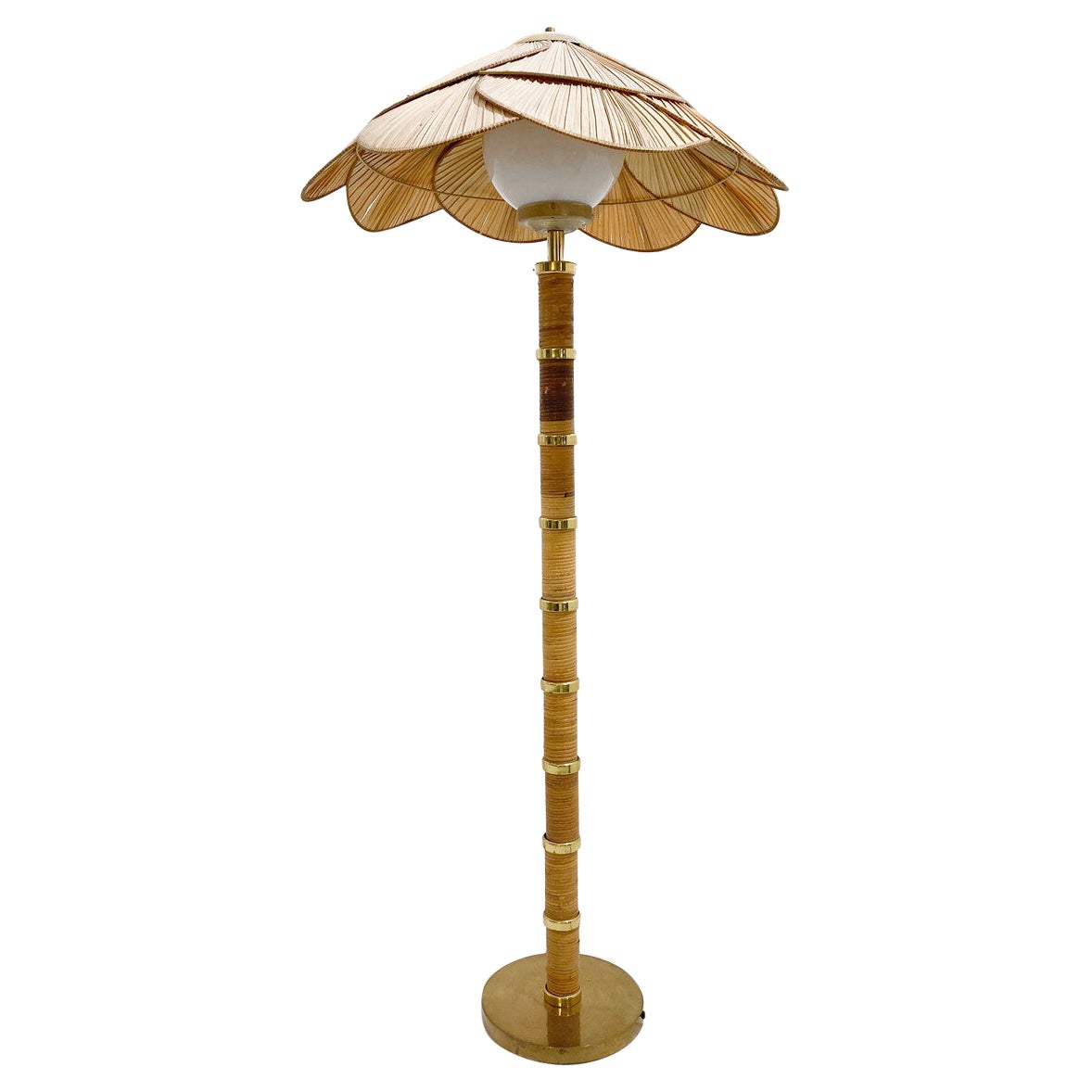 Mid-Century Modern Bamboo Floor Lamp attributed to Miranda Ab, 1960s For Sale