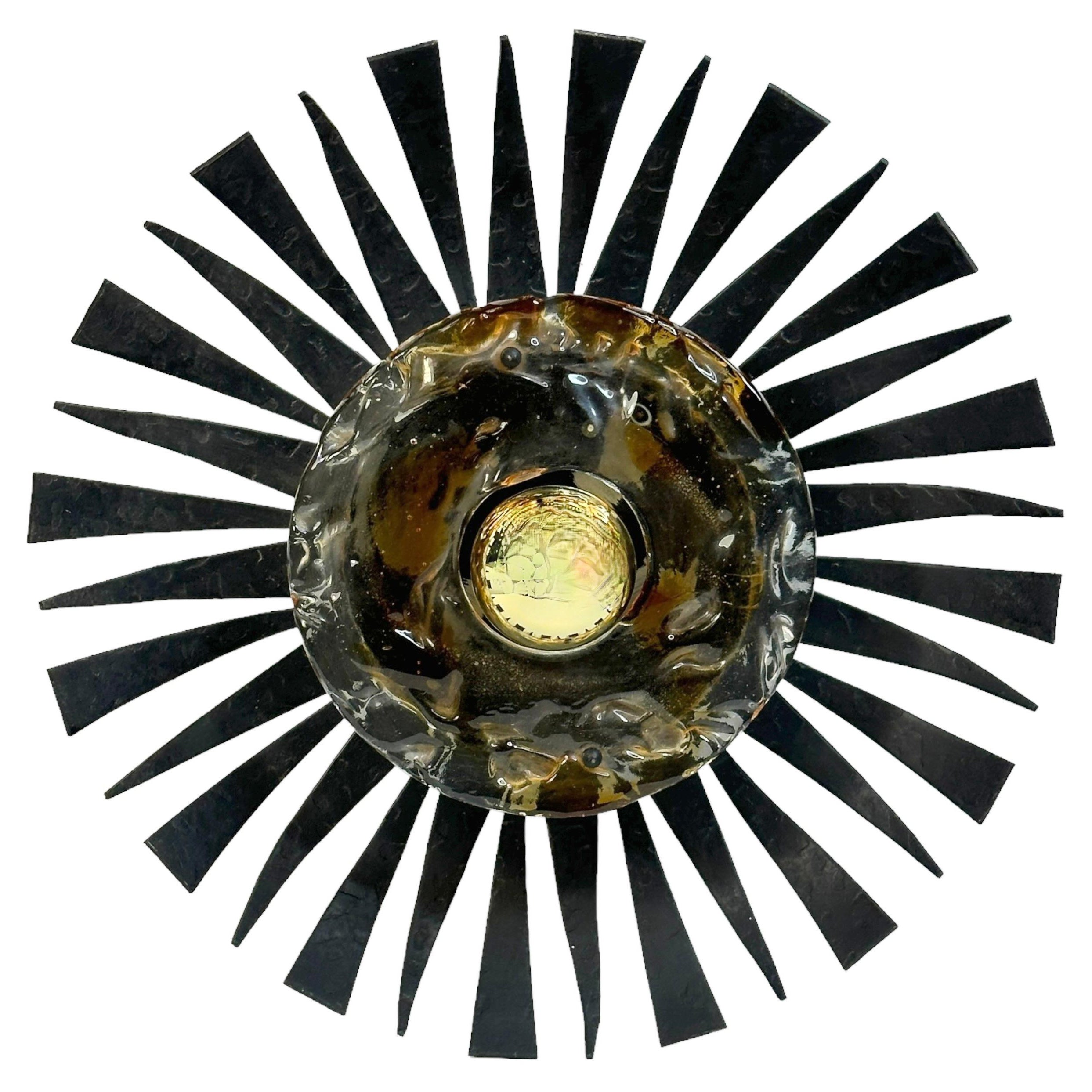 Lampada a incasso o scintillio brutalista di metà secolo degli anni '60, vintage tedesco