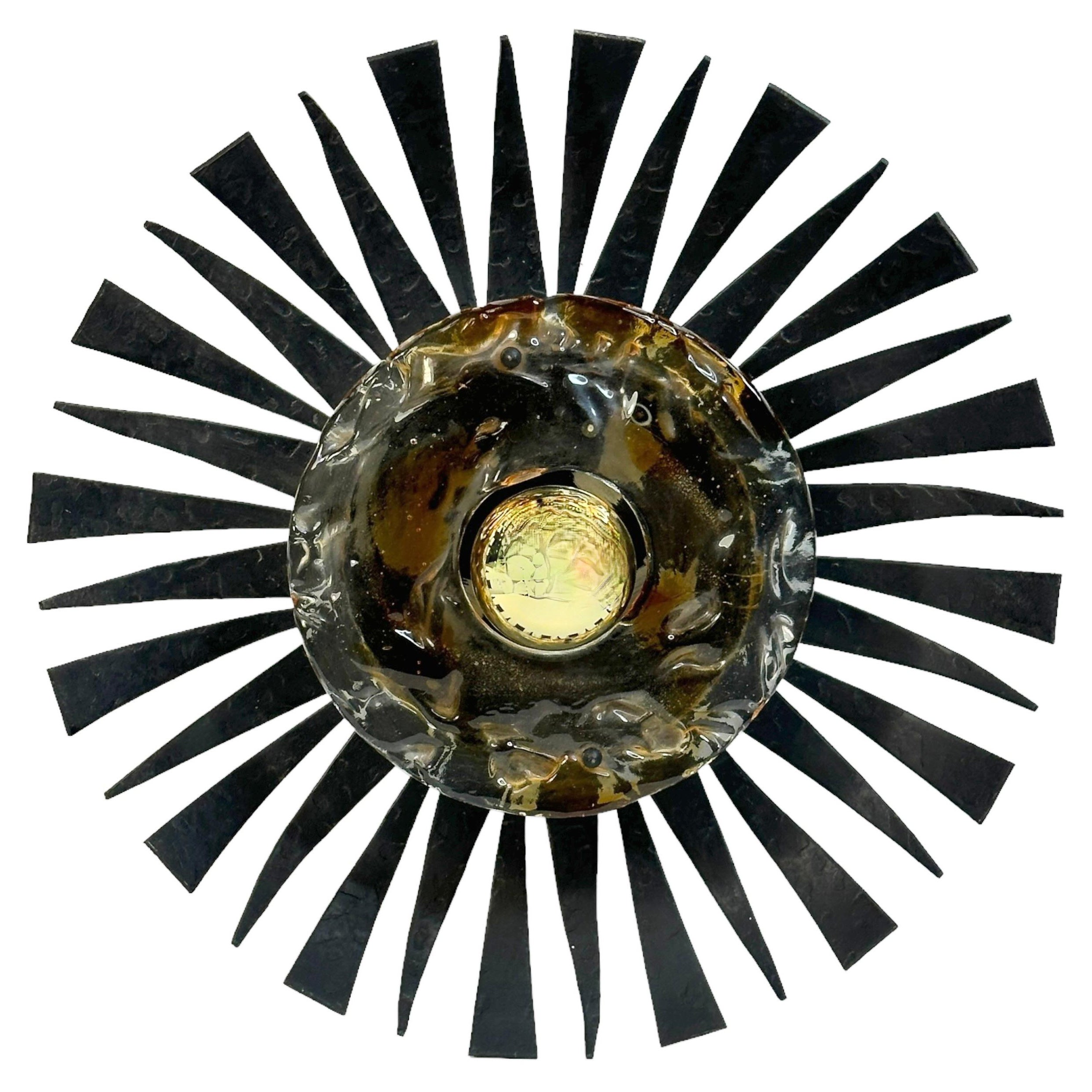 1960s Brutalist Mid-Century Starburst Flush Mount or Sconce, German vintage For Sale