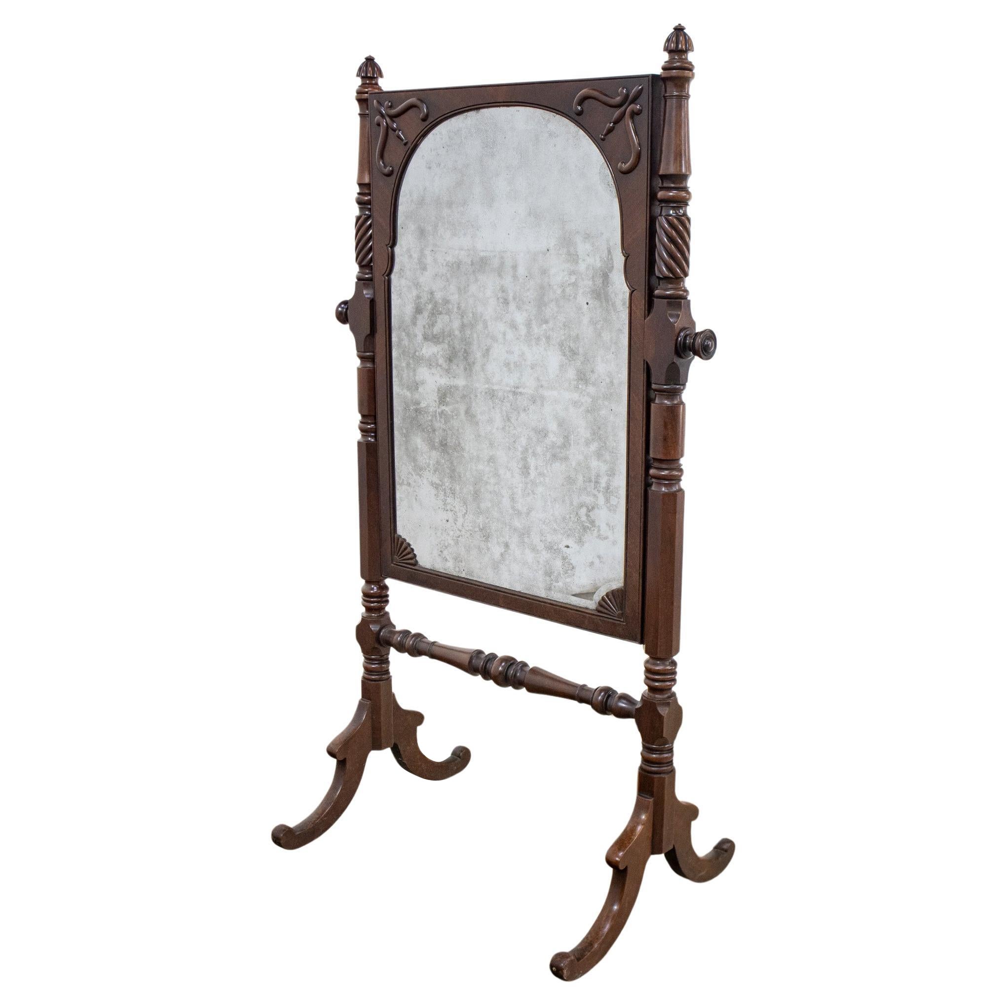 Early 19th Century Mahogany Cheval Mirror For Sale