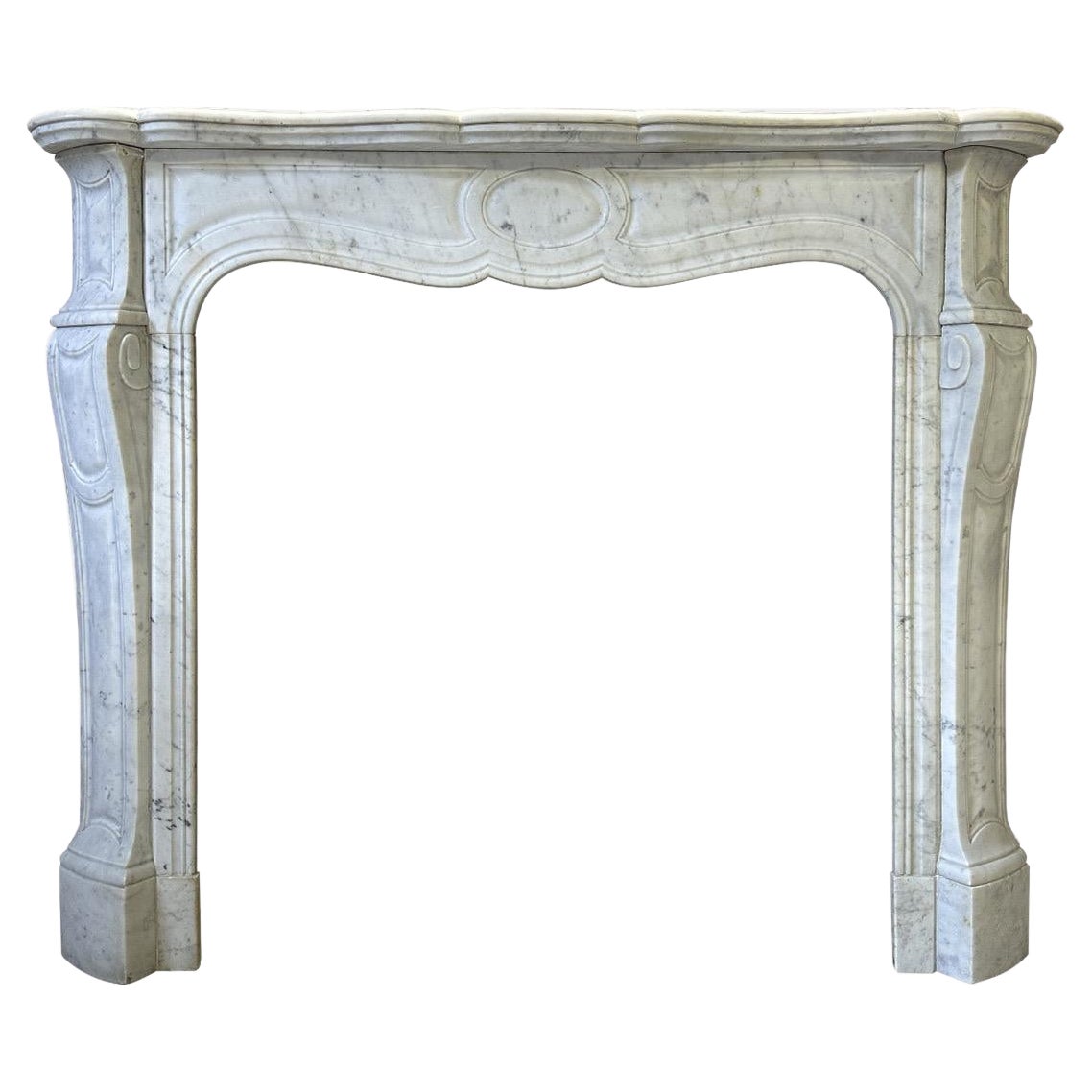 An Antique French Louis XV Pompadour Marble Fireplace Mantel For Sale