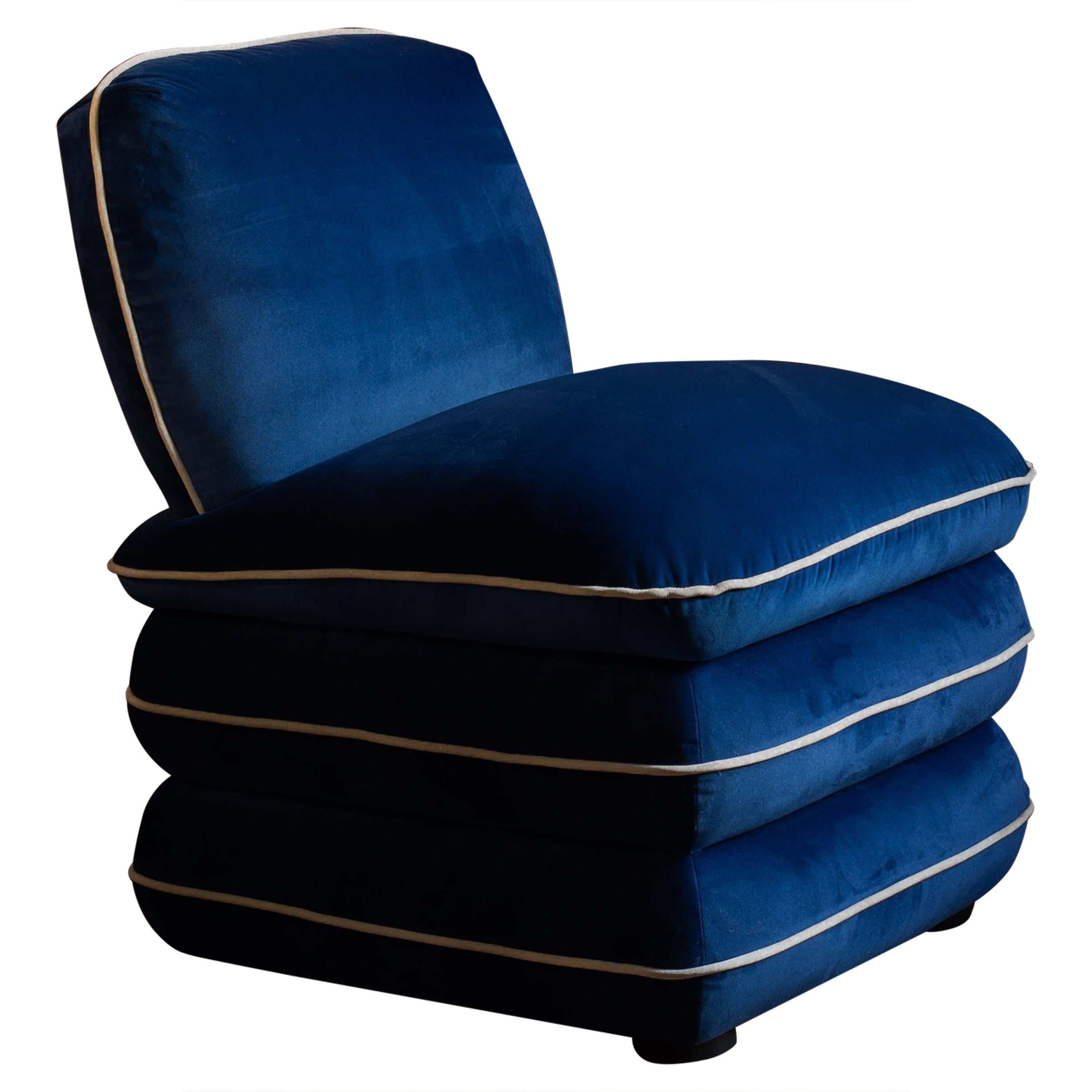 Pillow Chair by Ash - Navy Velvet For Sale