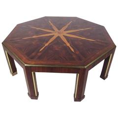 Mid-Century Octagonal Coffee Table with Starburst Inlay by Baker 7