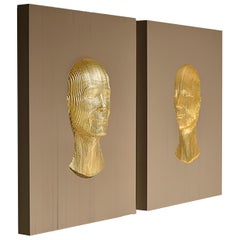 Inner Face - Outer Face Bronze von Piegatto, eine Contemporary Wandskulptur