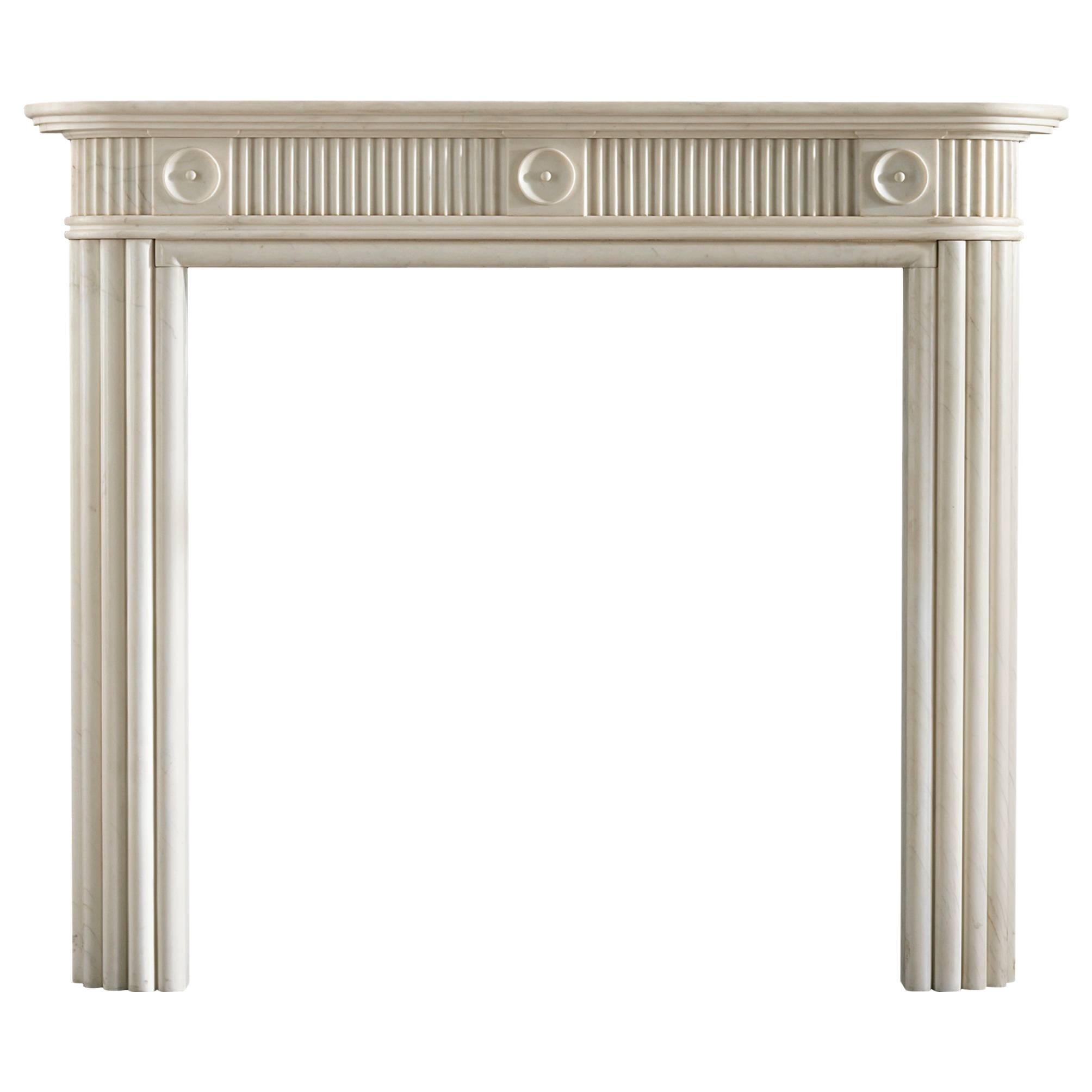 Regency Mantel in Statuary Marble with Reeded Jambs For Sale