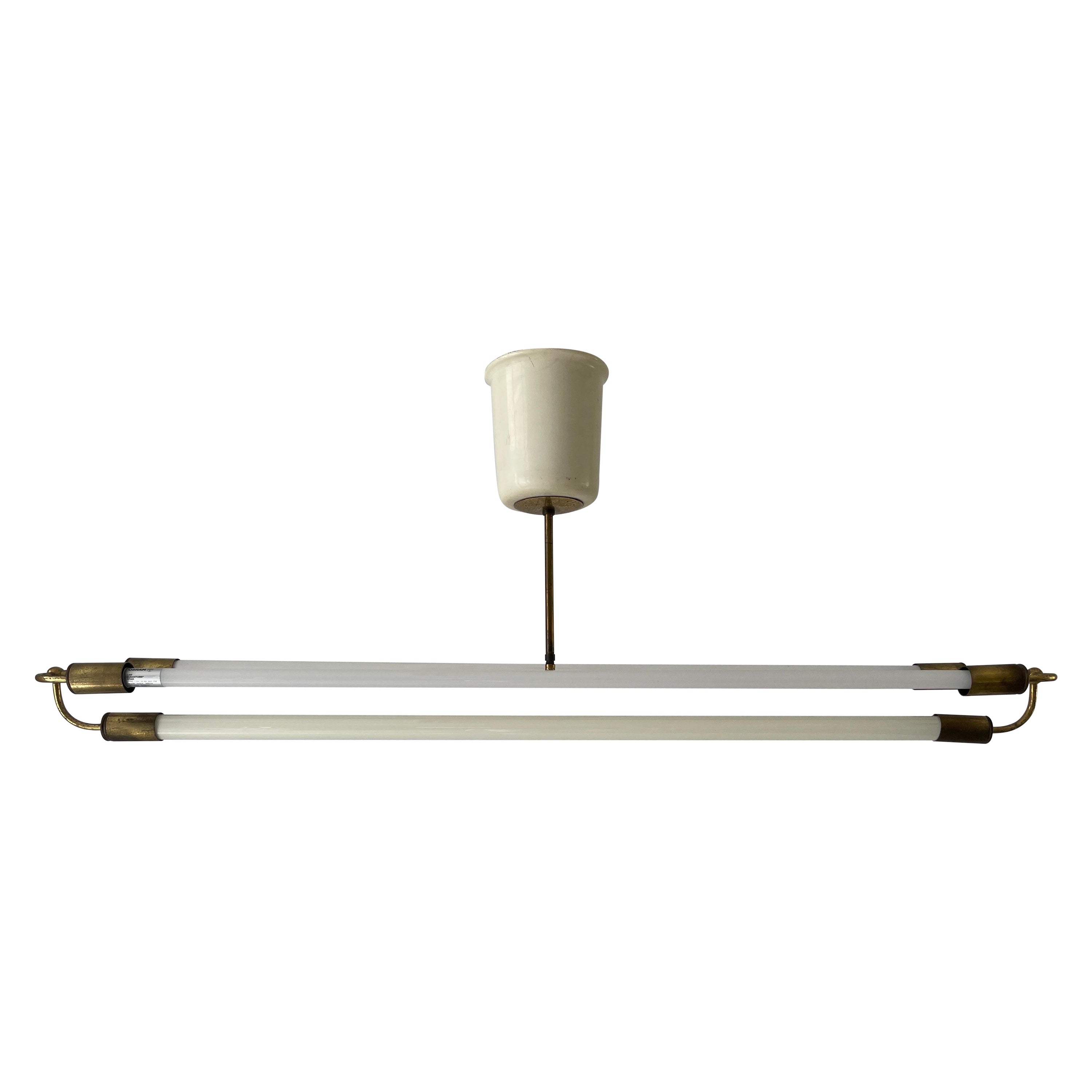 Art Deco Brass Industrial Ceiling Lamp by Kaiser & Co., 1930s, Germany For Sale