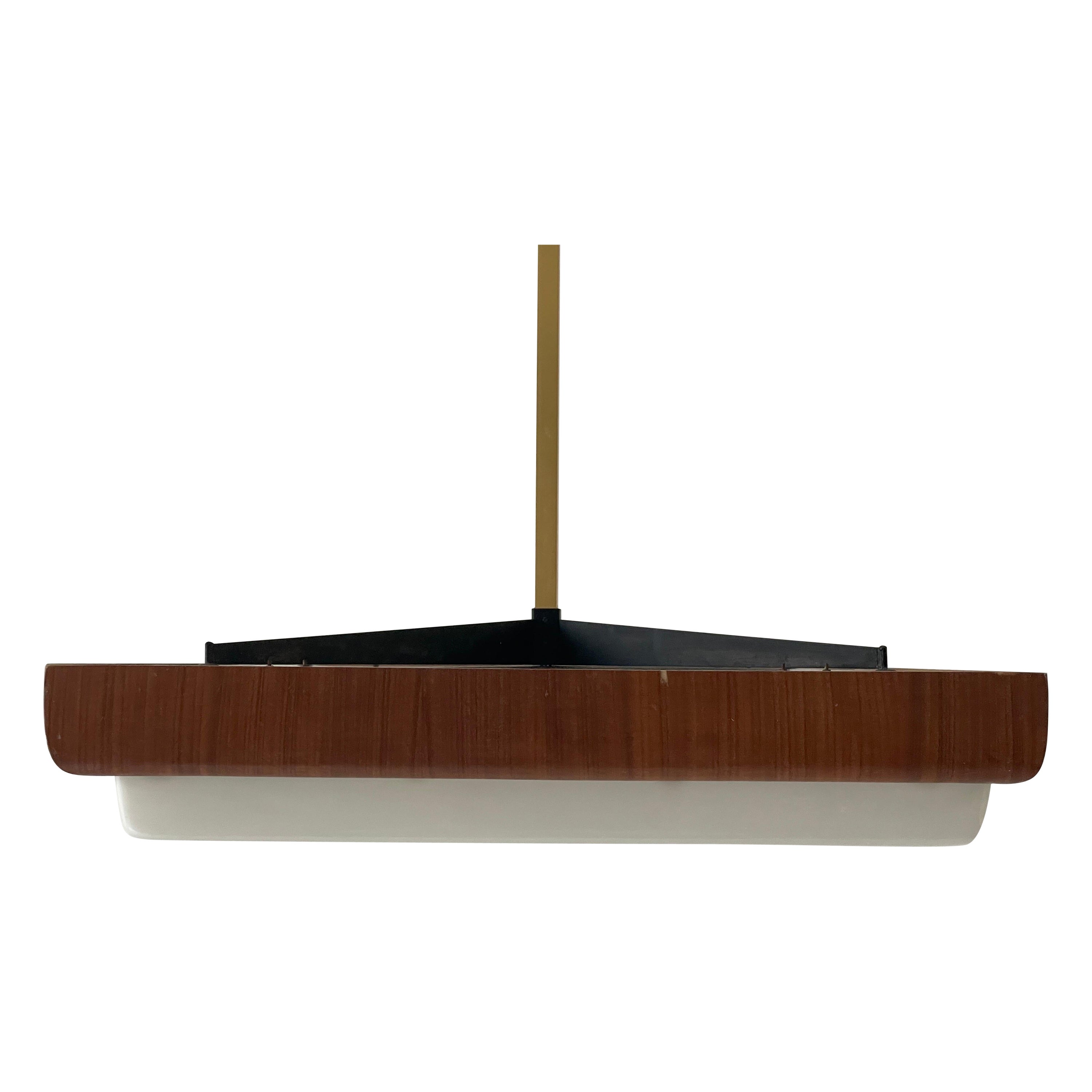 Lampada da soffitto per cinema-teatro moderna di metà secolo in Wood e Plexi, anni '50, Italia