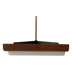 Vintage Mid-century Modern Cinema Theatre Ceiling Lamp in Wood and Plexi, 1950s, Italy