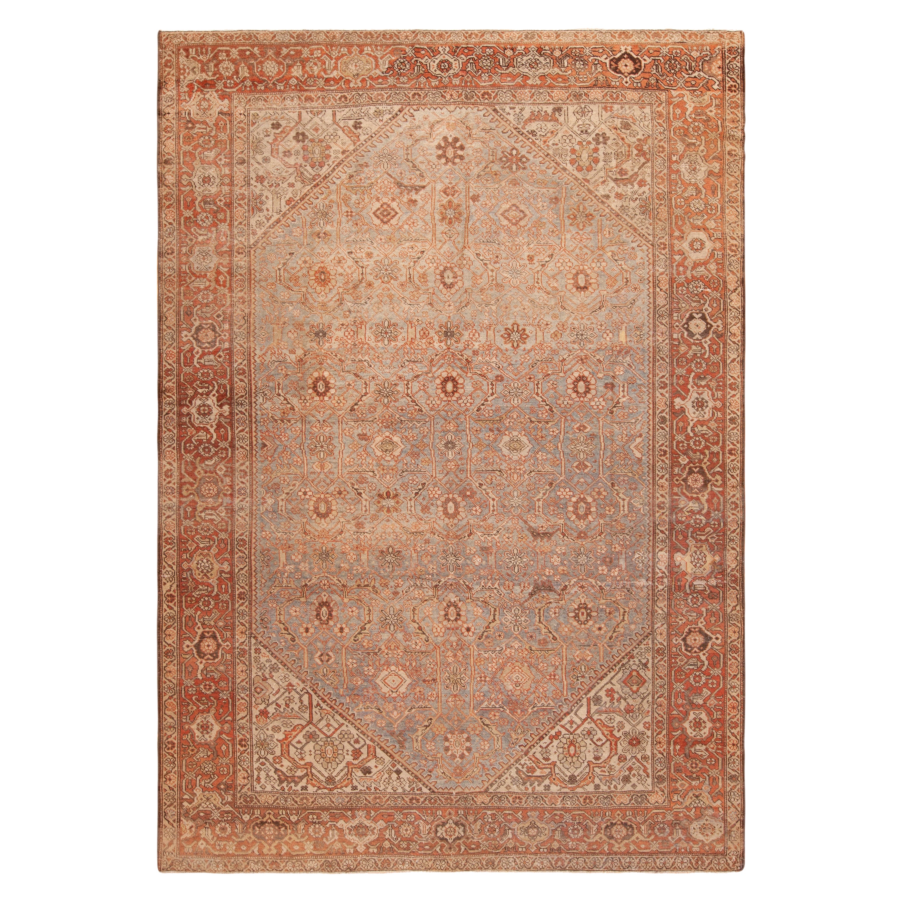 Extremely Impressive Antique Geometric Persian Sultanabad Rug 8'6" x 12' For Sale