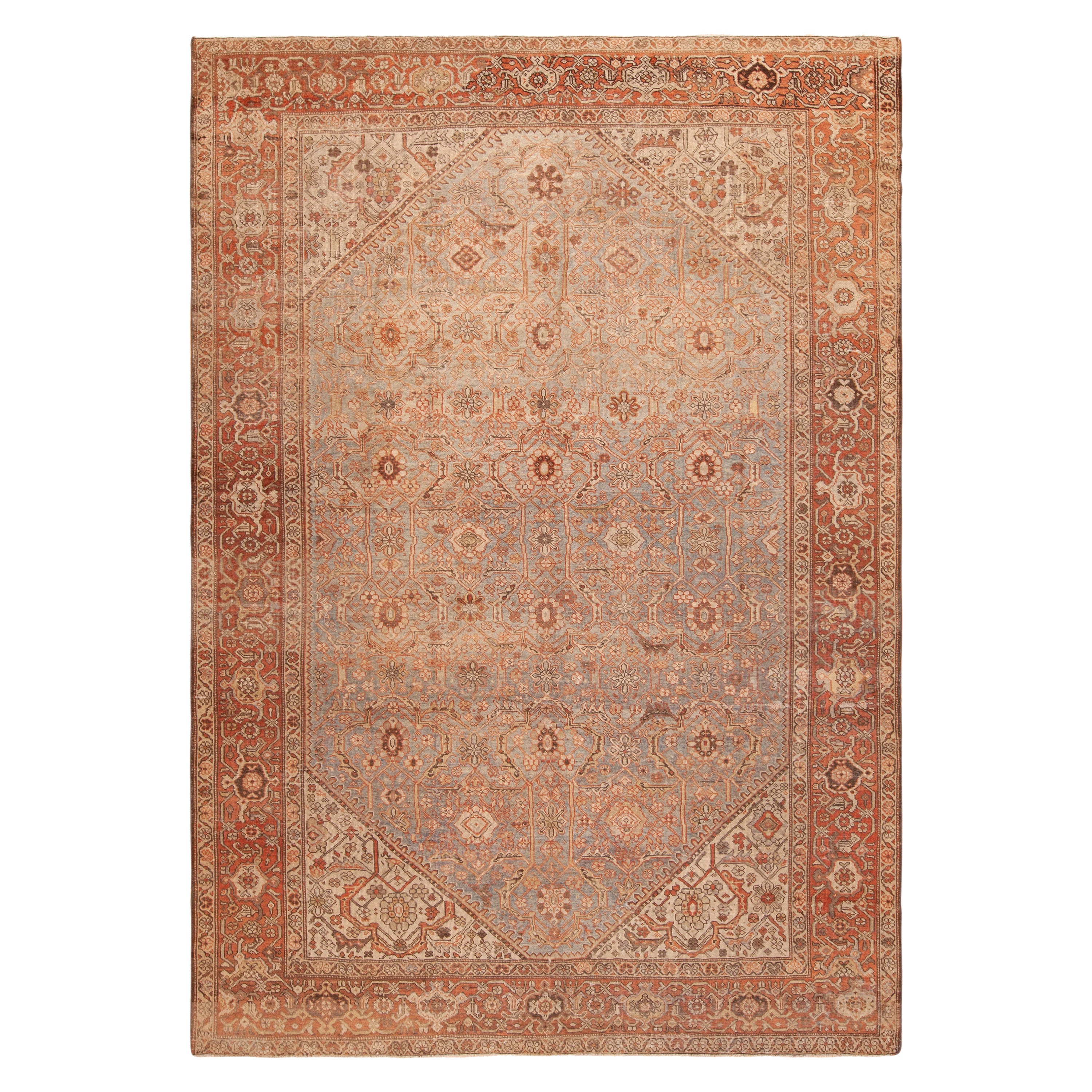 Tappeto antico geometrico persiano Sultanabad Rugs 8'6" x 12' estremamente impressionante in vendita